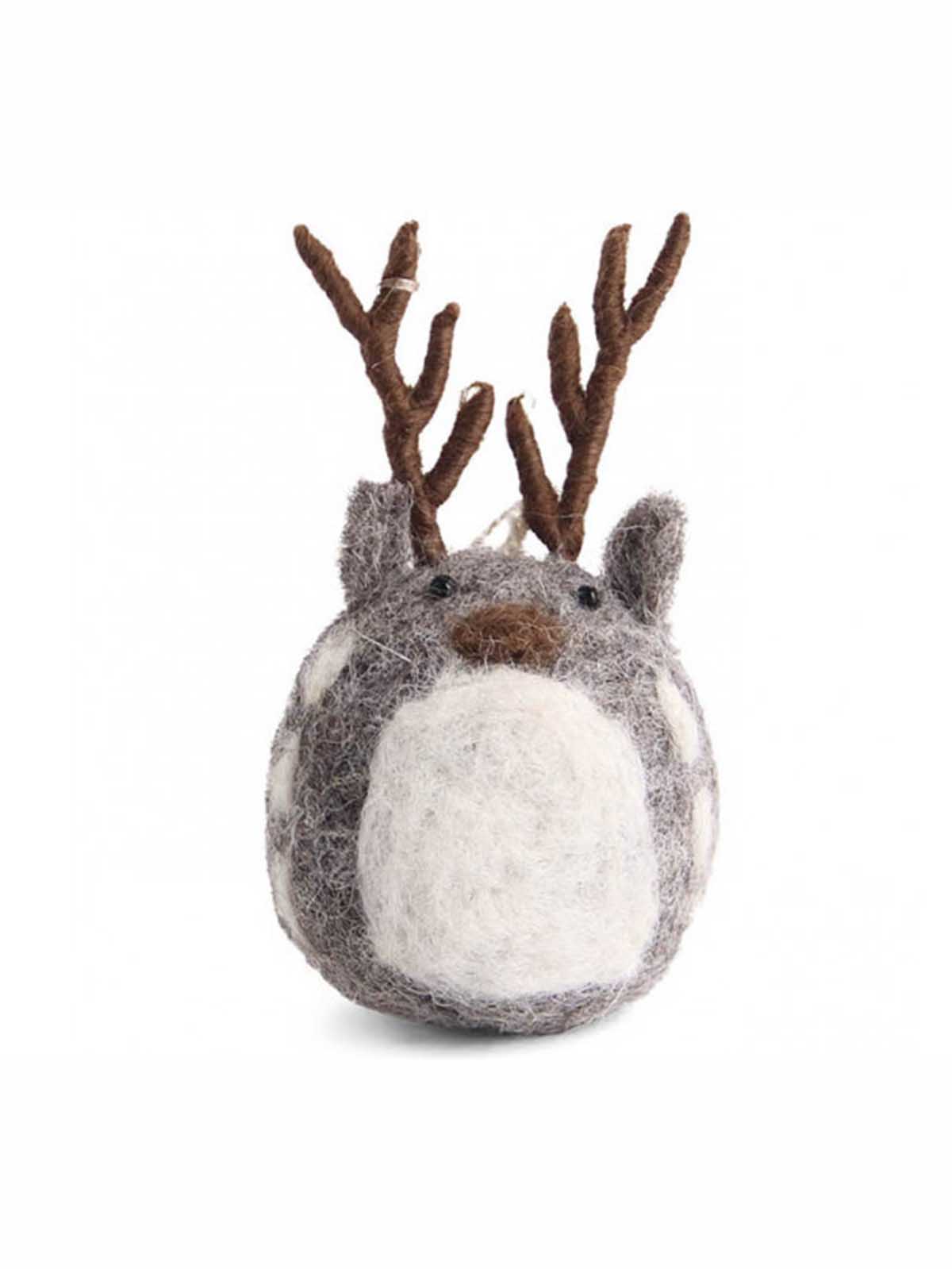 Fairtrade Wolle Ornamente Graue Hirsche - Gry & Sif