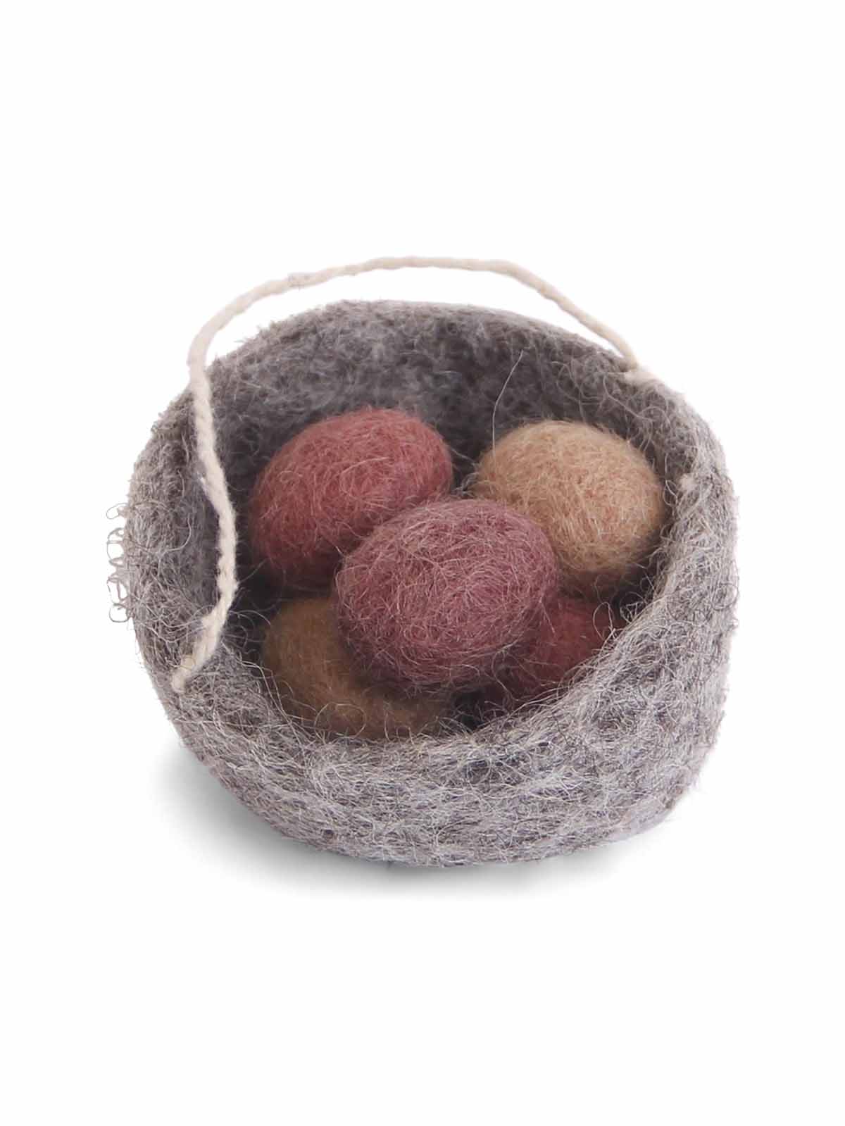 Fairtrade Ornamente im Filzwollennest mit roten Eiern - Gry & Sif