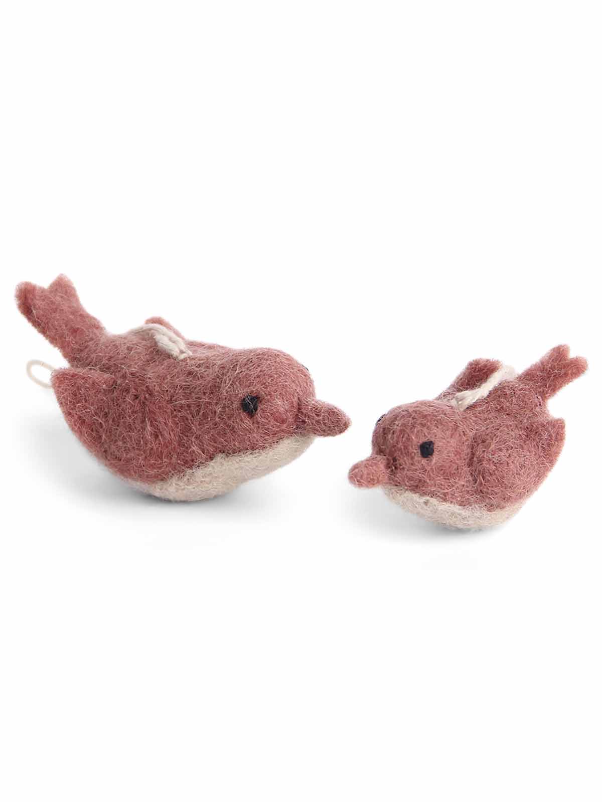 Fairtrade Ornamente in Filzwolle rosa Vögel - Gry & Sif