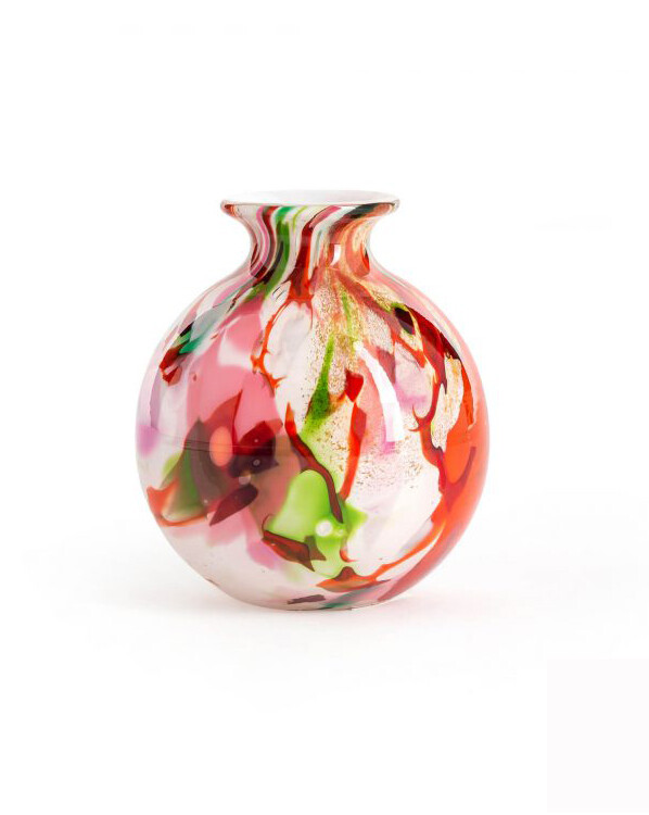 Opal Glasvase in gemischten Farben in rosa, rosa, grün und rot aus Remix von Sofia.