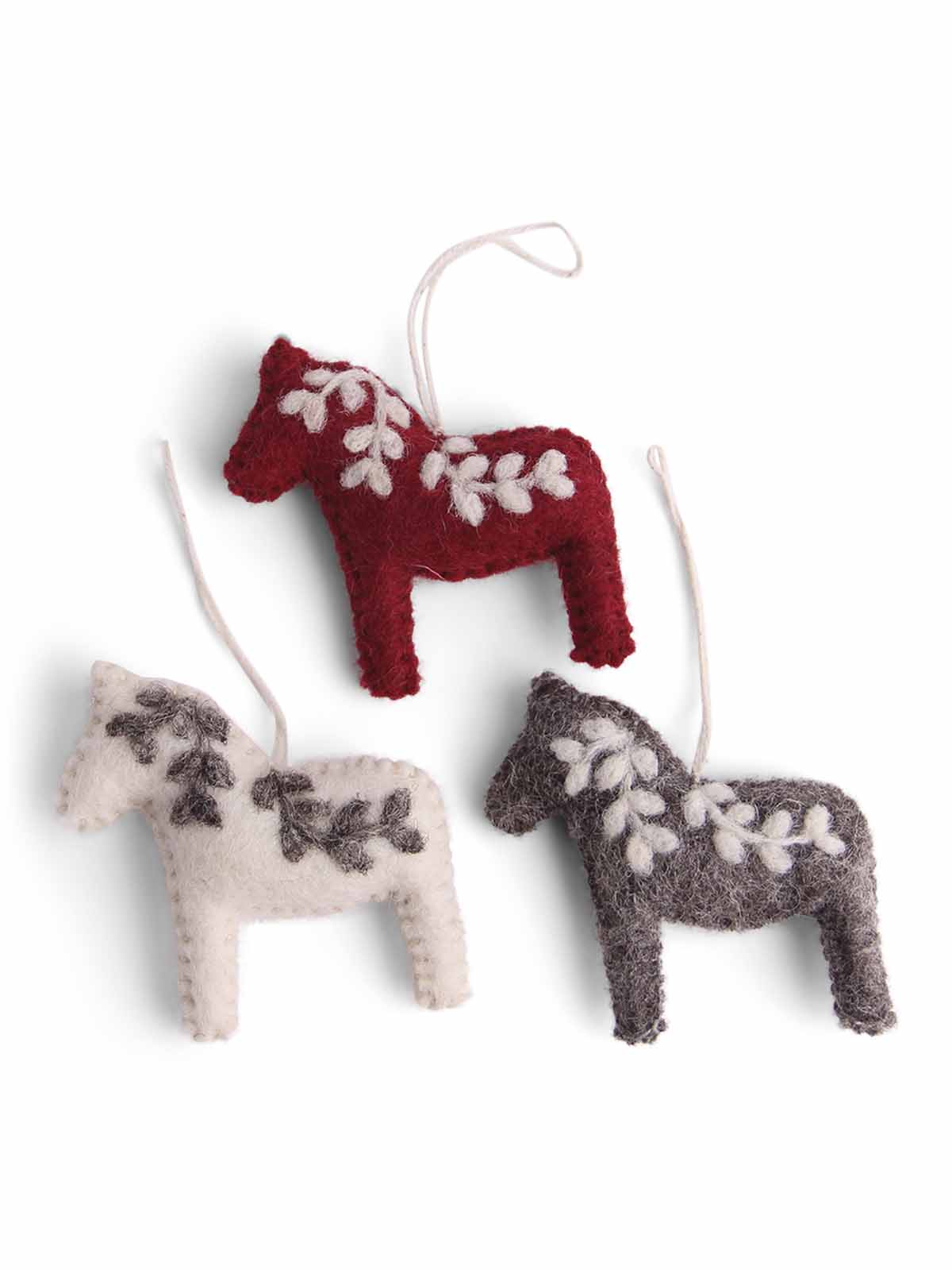dalehorses in fair trade Wolle grau, rot off-white - Gry & Sif