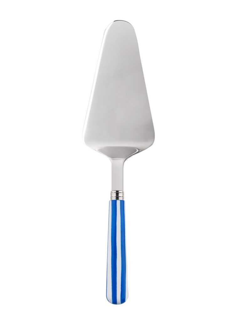 sabre - made in France und handgemachte Kuchenschalen mit blauen Streifen