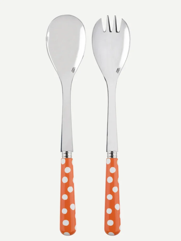 Sabre Salatbesteck in Orange mit Punkten in Orange