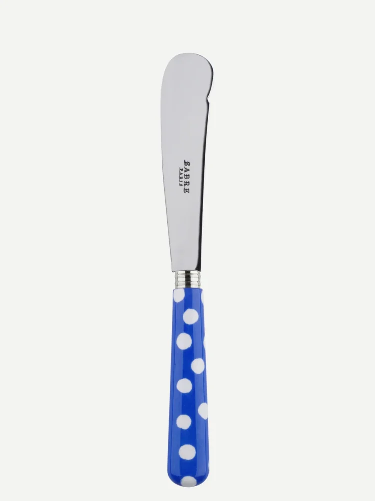 Säbelbuttermesser mit Punkten in blau