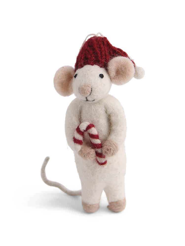 ein Korn & ein Cinch, Weihnachtsschmuck, Filz, Filzschmuck, Filzmäuse, Filz-Weihnachtsmäuse, graue Mäuse,