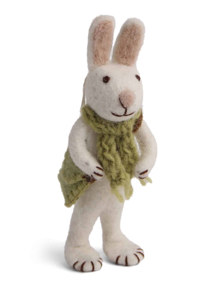 Filz hat mit Hose und blauem Ei, 21312, Osterhase, Hase in weißer Wolle, Topf und Sieb, ein Topf & Sieb, Remix von Sofie, Tischdekorationen, Verzierungen für Äste nachhaltige Dekoration, Bio-Wolle, Osterdekorationen