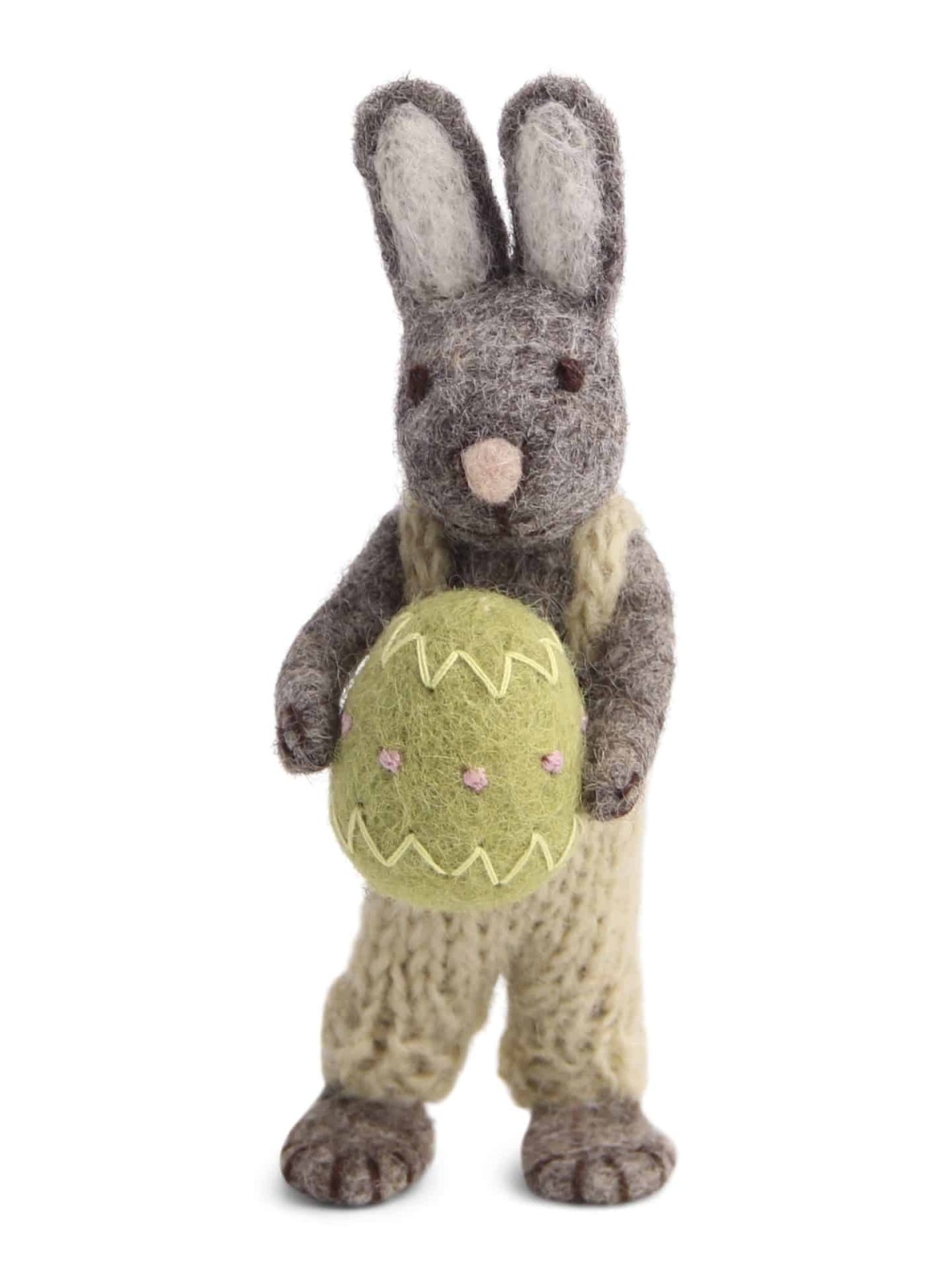 Filz hat mit Hose und blauem Ei, 21312, Osterhase, Hase in weißer Wolle, Topf und Sieb, ein Topf & Sieb, Remix von Sofie, Tischdekorationen, Verzierungen für Äste nachhaltige Dekoration, Bio-Wolle, Osterdekorationen