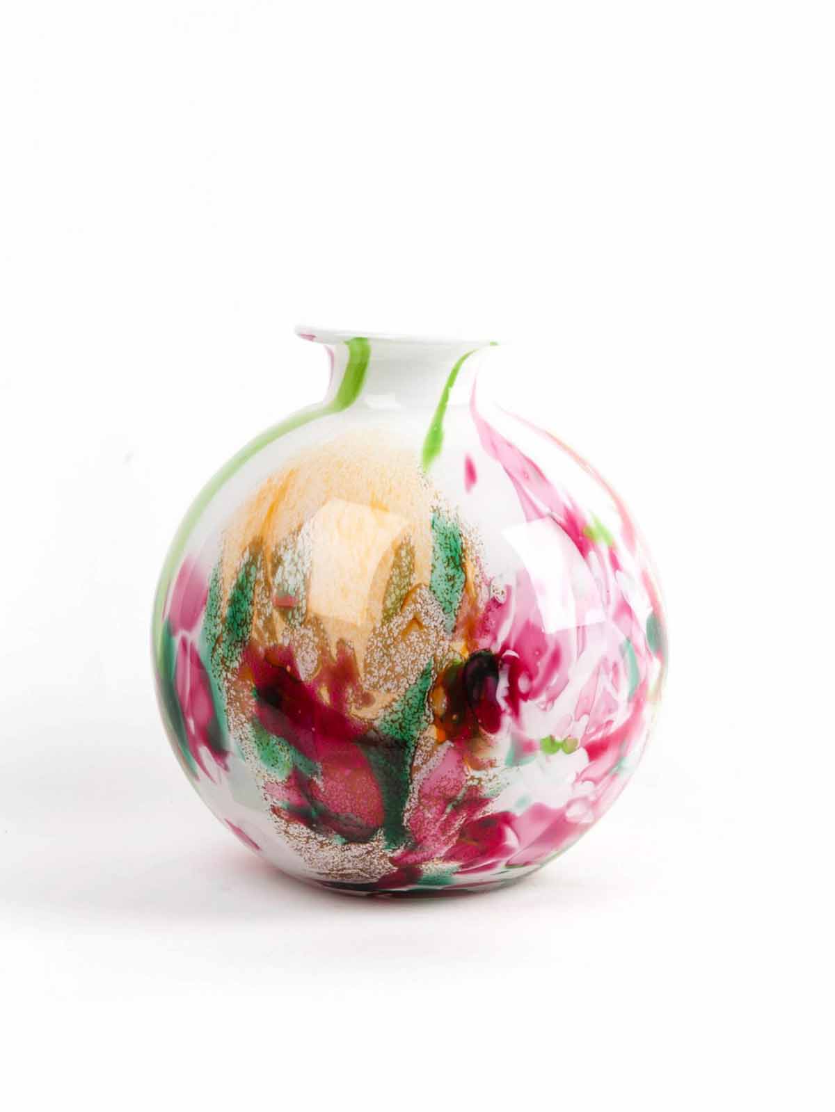 Opal Glasvase, mundgeblasene Vase, grün, rot, blau Farben Fidrio, Remix von Sofia