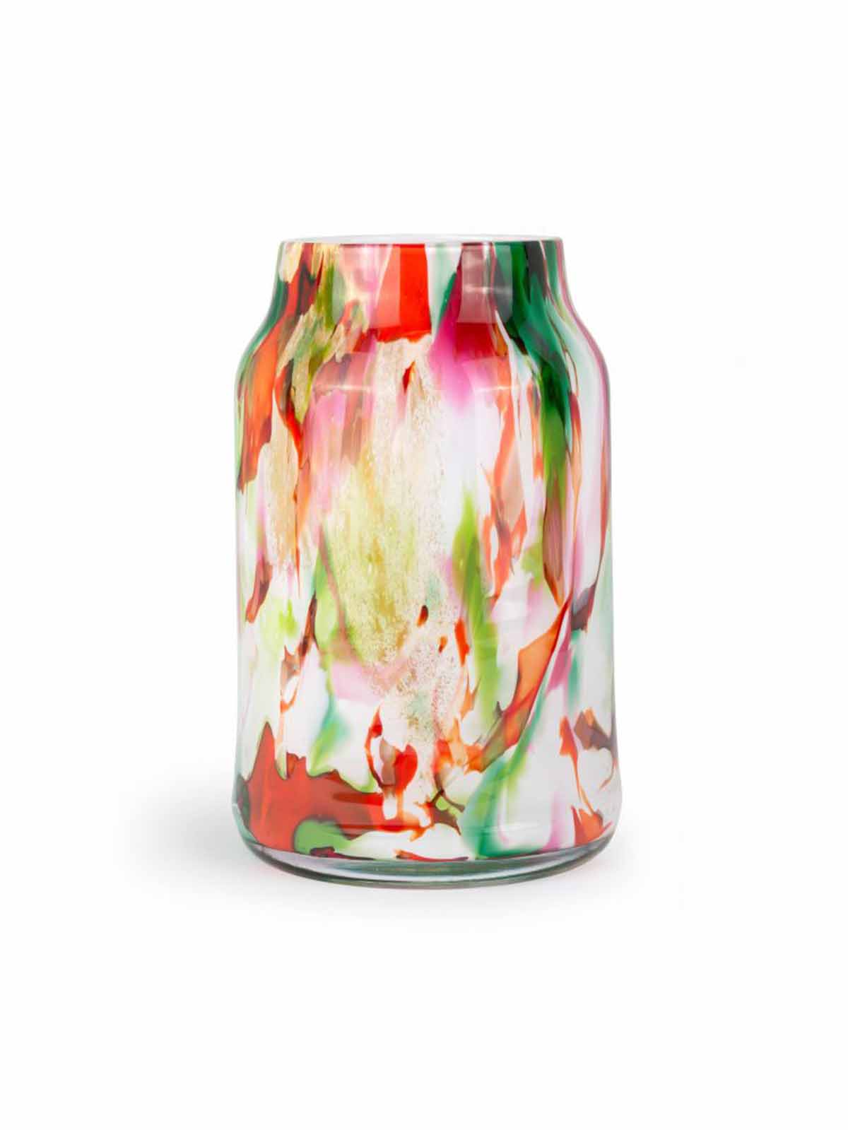Opal Glasvase, mundgeblasene Vase, grün, rot, blau Farben Fidrio, Remix von Sofia