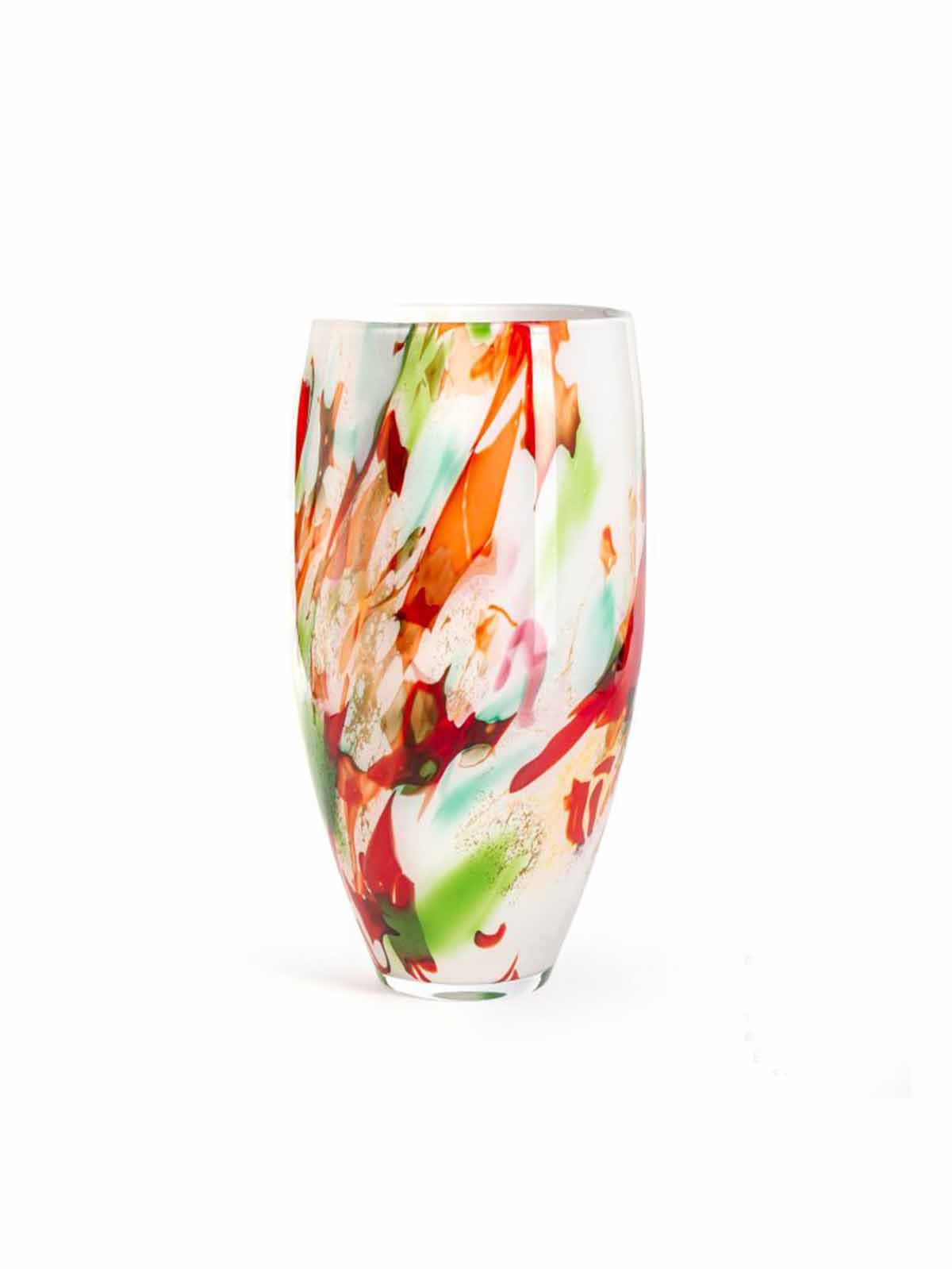 Opal Glasvase, mundgeblasene Vase, grün, rot, blau Farben Fidrio, Remix von Sofia
