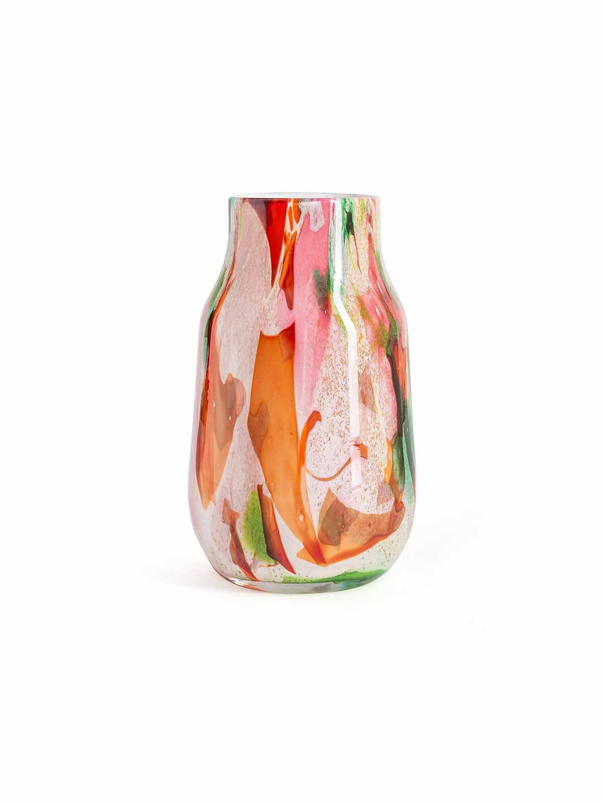 Opal Glasvase, mundgeblasene Vase, grün, rot, blau Farben Fidrio, Remix von Sofia