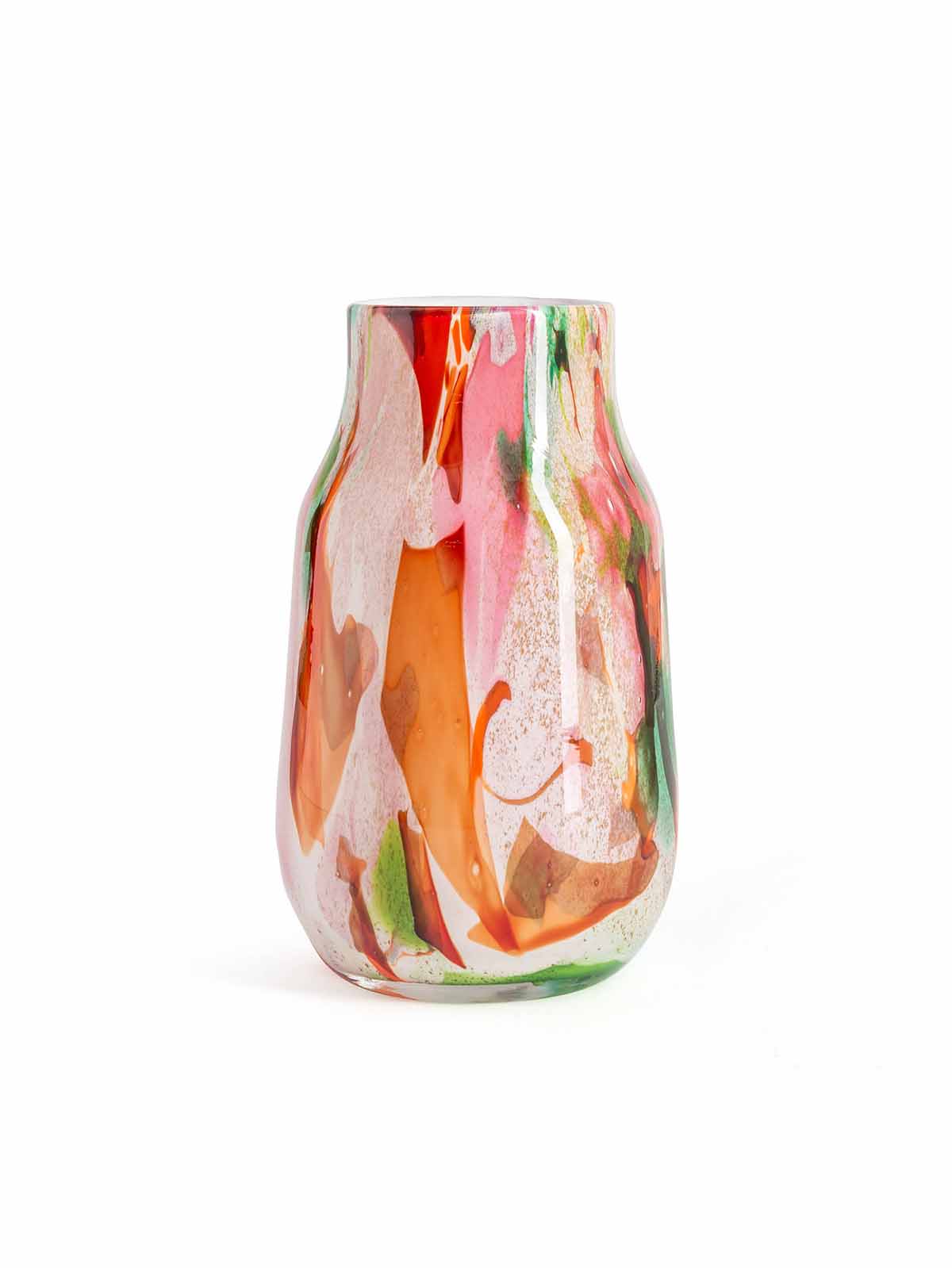 Opal Glasvase, mundgeblasene Vase, grün, rot, blau Farben Fidrio, Remix von Sofia