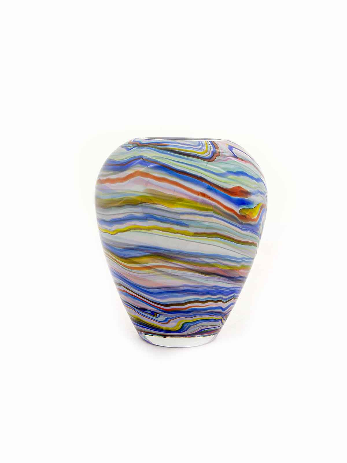 Opal Glasvase, mundgeblasene Vase, grüne und blaue Farben Fidrio, Remix von Sofia