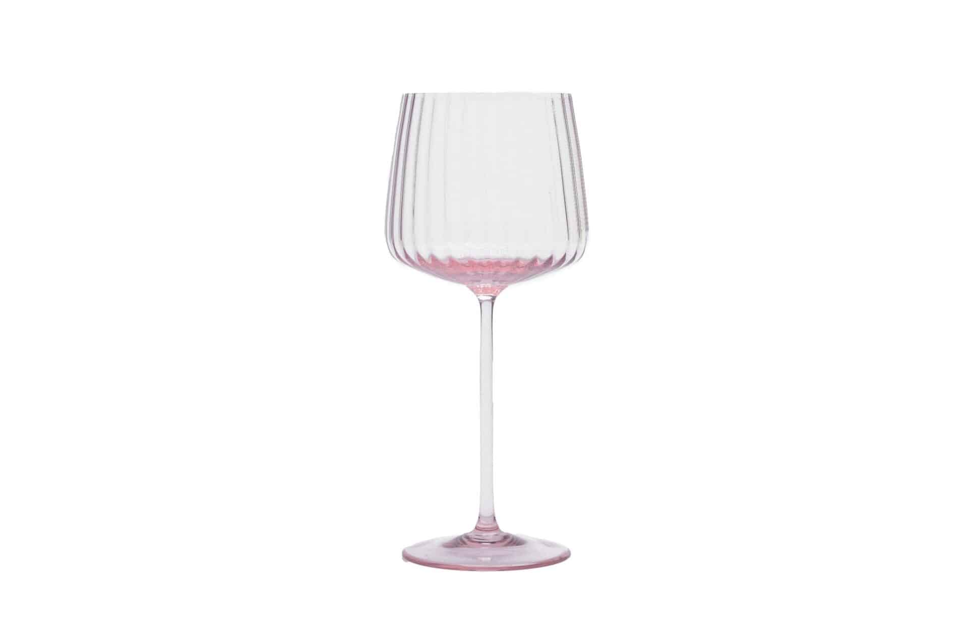 Lyoner Weinglas, rosa Weinglas, Bohrdeckel, mundgeblasenes Glas, handgeblasenes Weinglas, Bohrdeckel, Glas.