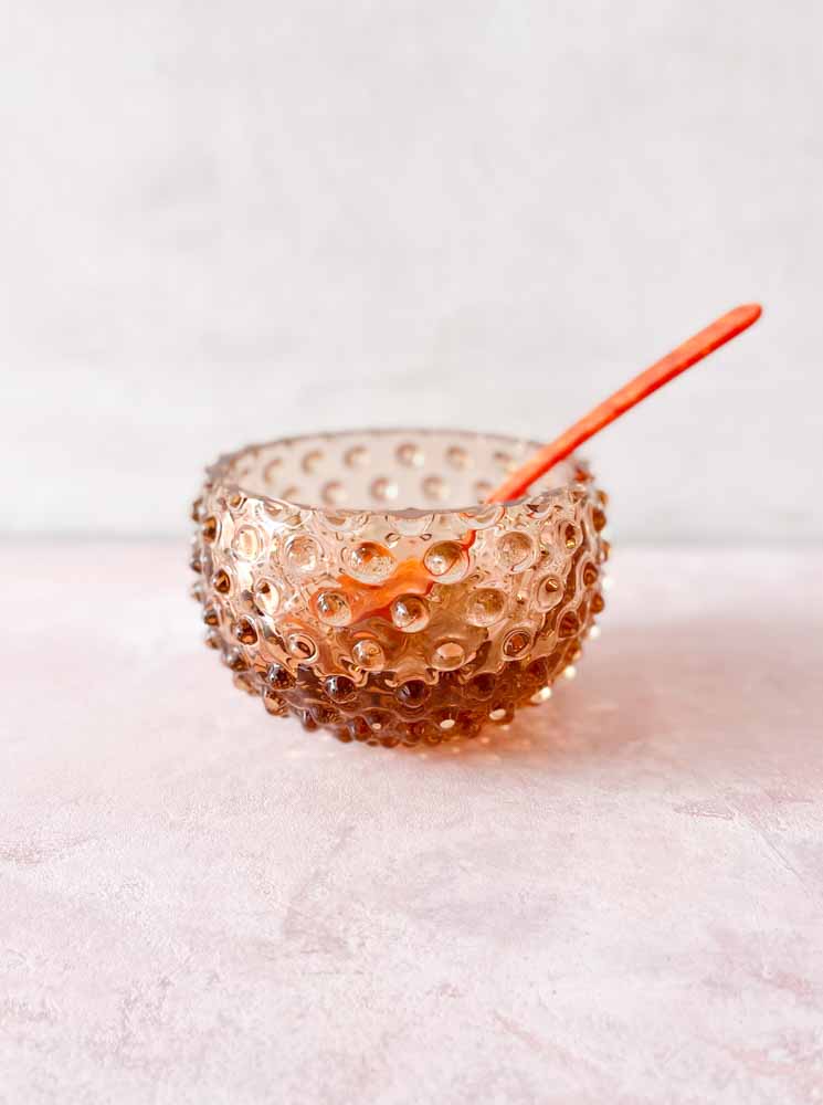 leichtes Kupfer, anna von lipa, anna von lipa glass, anna von lipa igel glas, tapas bowl, tapas bowl, bowl, igel bowl, imbissschale, glas bowl, tapas bowl, remix by sofie, home interior