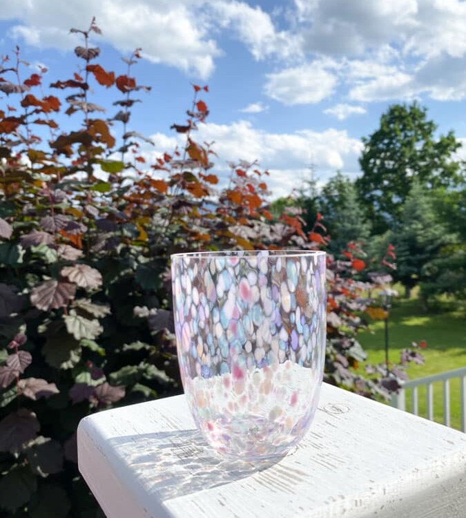 Konfetti Glas Pastello, ,Splash Glas, anna von lipa großer Spritzer, Opalglas, Opalglas, Bohemian Gläser, handgeblasene Gläser, Mundglas, Glas mit Opalflecken, Remix von Sofie, anna von lipa Händler