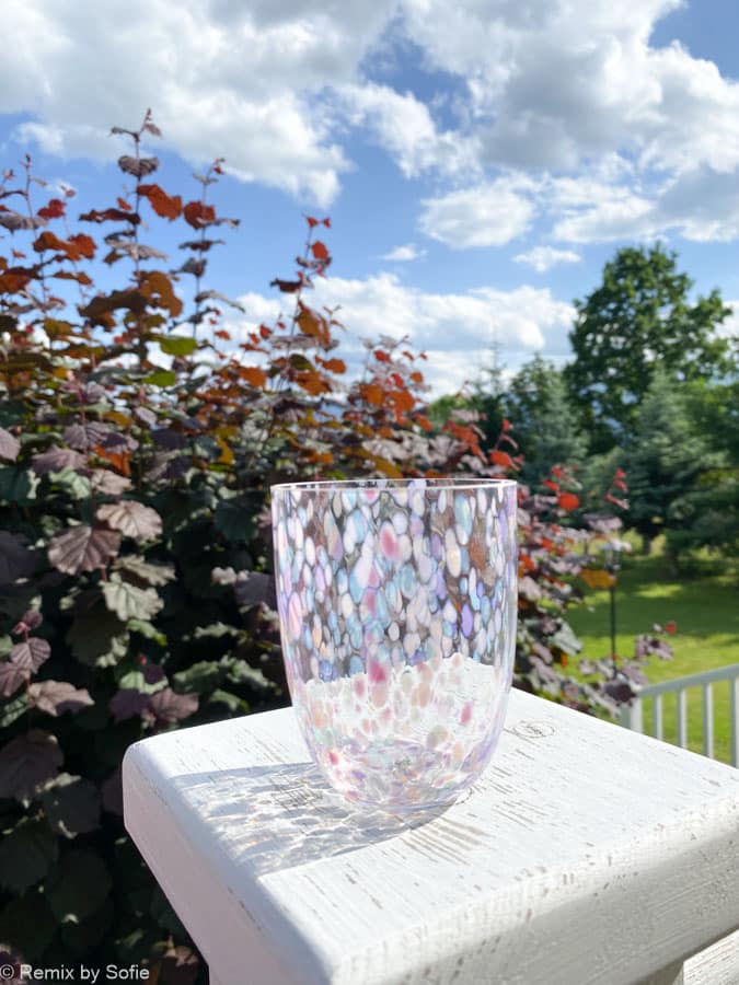 Konfetti Glas Pastello, ,Splash Glas, anna von lipa großer Spritzer, Opalglas, Opalglas, Bohemian Gläser, handgeblasene Gläser, Mundglas, Glas mit Opalflecken, Remix von Sofie, anna von lipa Händler