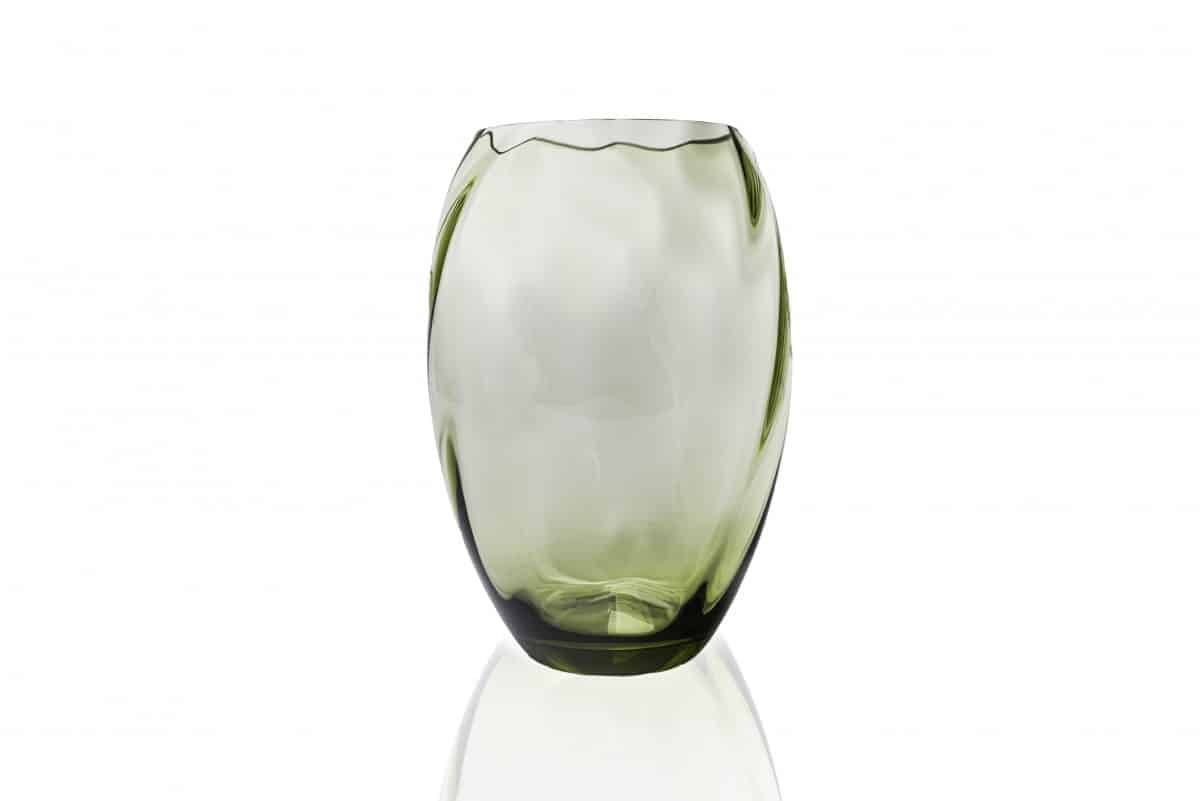 Anna von Lipa Swirl Ellipse Vase in OliveGreen