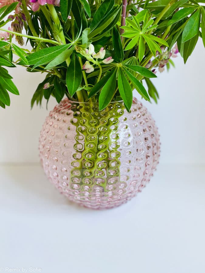Vase im Stachelglas 24 cm - rosa
