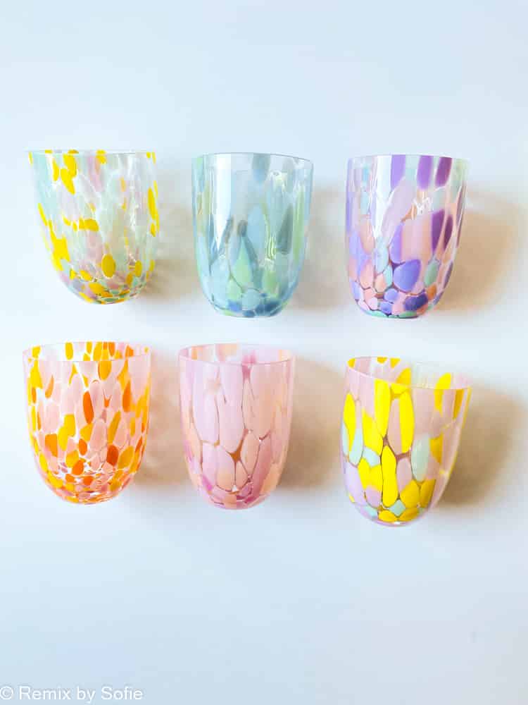 Wasserglas, anna von lipa mix & match, Tumbler, Wasserglas, Trinkglas, Trinkglas, farbiges Glas, Remix von sofie, anna von lipa glass, anna von lipa retailer, Bohemiaglas, Mundglas, Konfettiglas, Spritzer Glas, Tischbezug, Spritzglas, anna von lipa Händler, Tischbezug