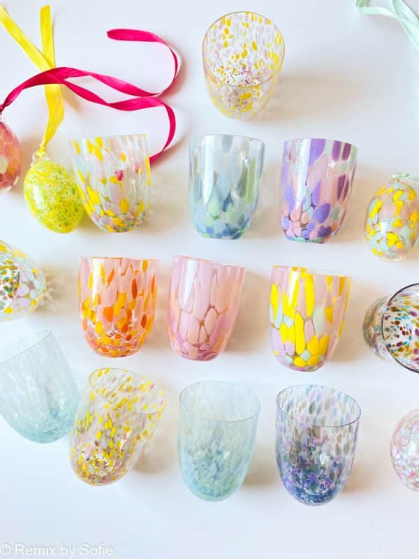 anna von lipa, anna von lipa glass, anna von lipa retailer, remix by sofie, mix & match glass, wirbelglas, wellenglas, igelglas, harlekinglas, Bambusglas, buntglas, spritzglas, confettiglas