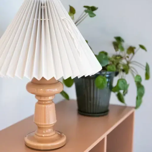 Tischlampe aus mundgeblasenem Glas Petro 1 rosa Rose Lampen - Cappuccino