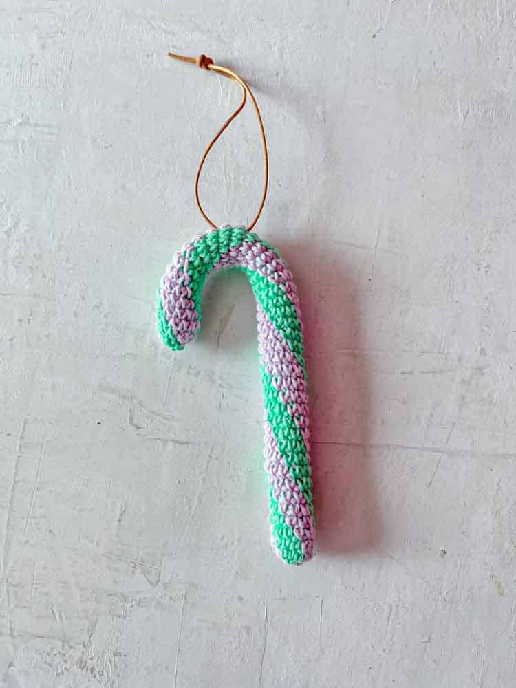 Weihnachtsdekorationen gehäkelte Bonbonstick aus Baumwolle - handgefertigt
