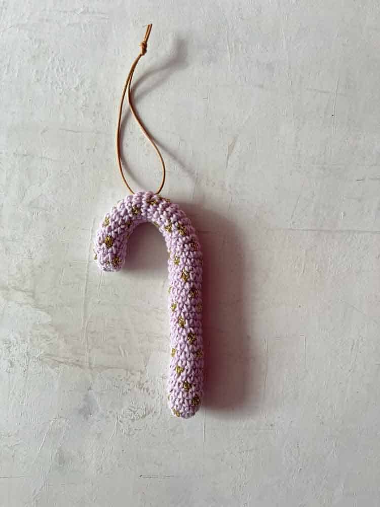 Weihnachtsdekorationen gehäkelte Bonbonstick aus Baumwolle - handgefertigt