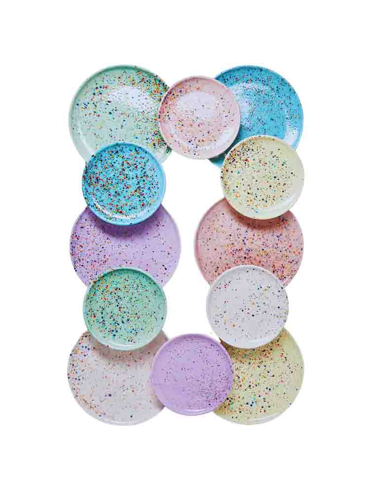 Teller, Teller, Frühstücksteller, Wohnausstattung, buntes Zuhause, Geschirr, Pastell, Party-Sammlung, Remix von Sofie confetti Serie,