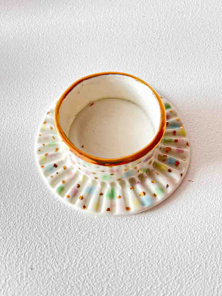 Keramik Kerzenständer, Kerzenständer mit Gold, Galerie Petz, Porzellan Kerzenständer