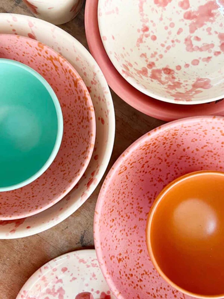 christlichen Teller, Konfetti Farbe rio, Wohneinrichtung, familiana, Remix von Sofie, Service, Tisch, Keramik, handgemachte Keramik, Teller, Schalen