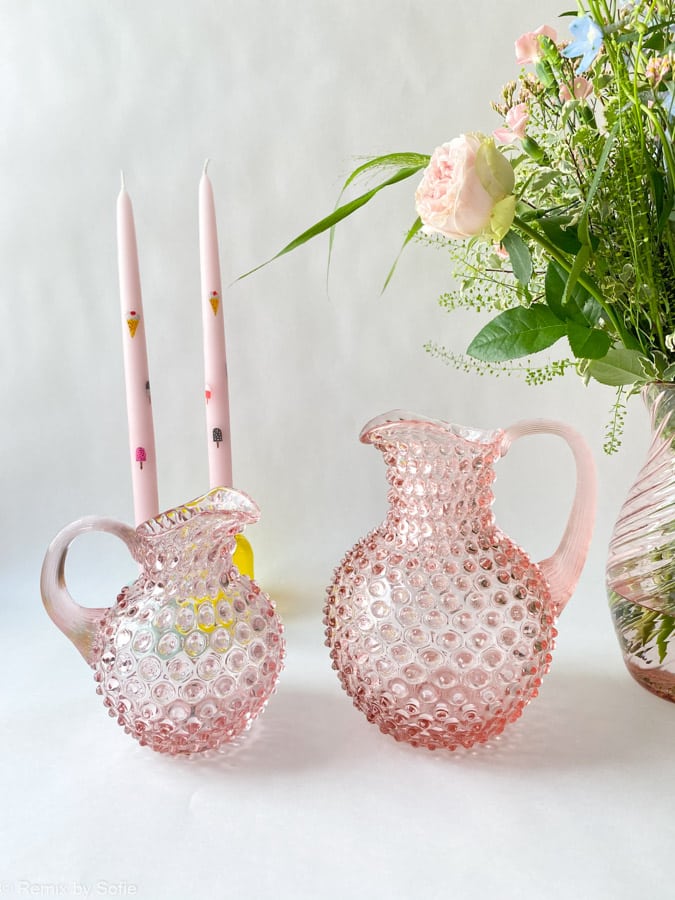 Alternative Ansicht des Kruges in Igelglas 1 Liter - rosa