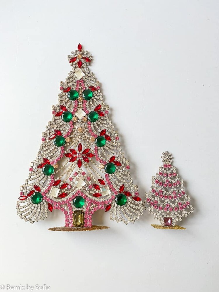 Weihnachtsbaum im Strass, Strass Weihnachtsbaum, Vintage Weihnachtsbaum, Tschechische Weihnachtsbäume, Tschechische Weihnachtsbaum, Weihnachtsschmuck.