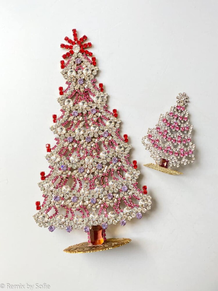Weihnachtsbaum im Strass, Strass Weihnachtsbaum, Vintage Weihnachtsbaum, Tschechische Weihnachtsbäume, Tschechische Weihnachtsbaum, Weihnachtsschmuck.