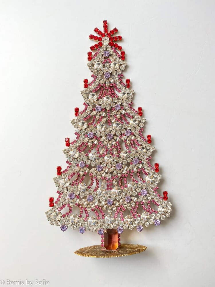 Weihnachtsbaum im Strass, Strass Weihnachtsbaum, Vintage Weihnachtsbaum, Tschechische Weihnachtsbäume, Tschechische Weihnachtsbaum, Weihnachtsschmuck.