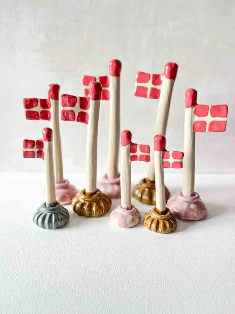 Keramik-Flaggen, Flaggen in Ton, dänische Flagge, bläuliche dänische Flagge, Keramik-Flagge, Geburtstagsflagge, Flagge mia Lindbirk, Remix von Sofie