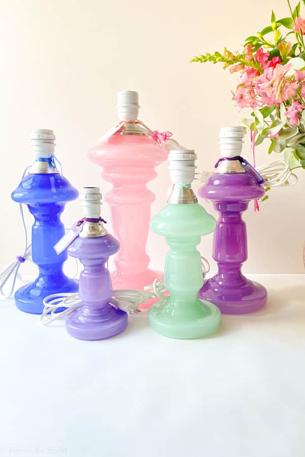 rosa Rose Lampe, Tischlampe, Lampe, Opallampe, Lampe aus Opalglas.