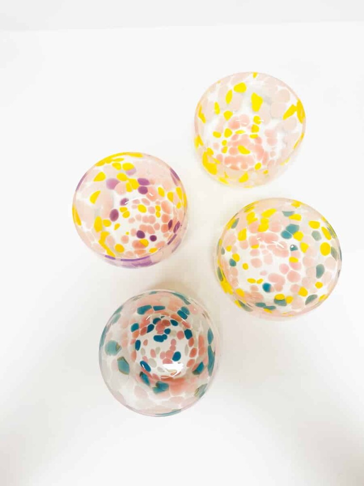 Glasschüssel, Glasschüssel, kleine Schüssel, Tapasschüssel, Schale mit Opalflecken
