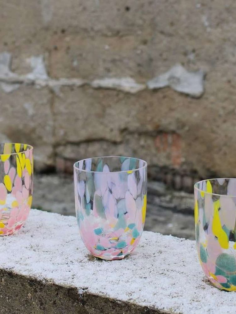 Anna von Lipa Spritzglas, Glas mit Opal, Wasserglas, Trinkglas,