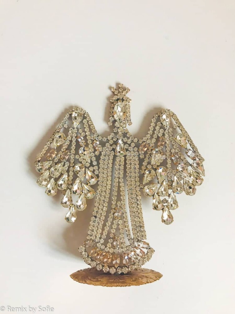 Engel in Strass, Strass Engel, Weihnachtsbaum in Strass, Strass Weihnachtsbaum, Vintage Weihnachtsbaum, tschechische Weihnachtsbäume, tschechische Weihnachtsbaum, Weihnachtsschmuck
