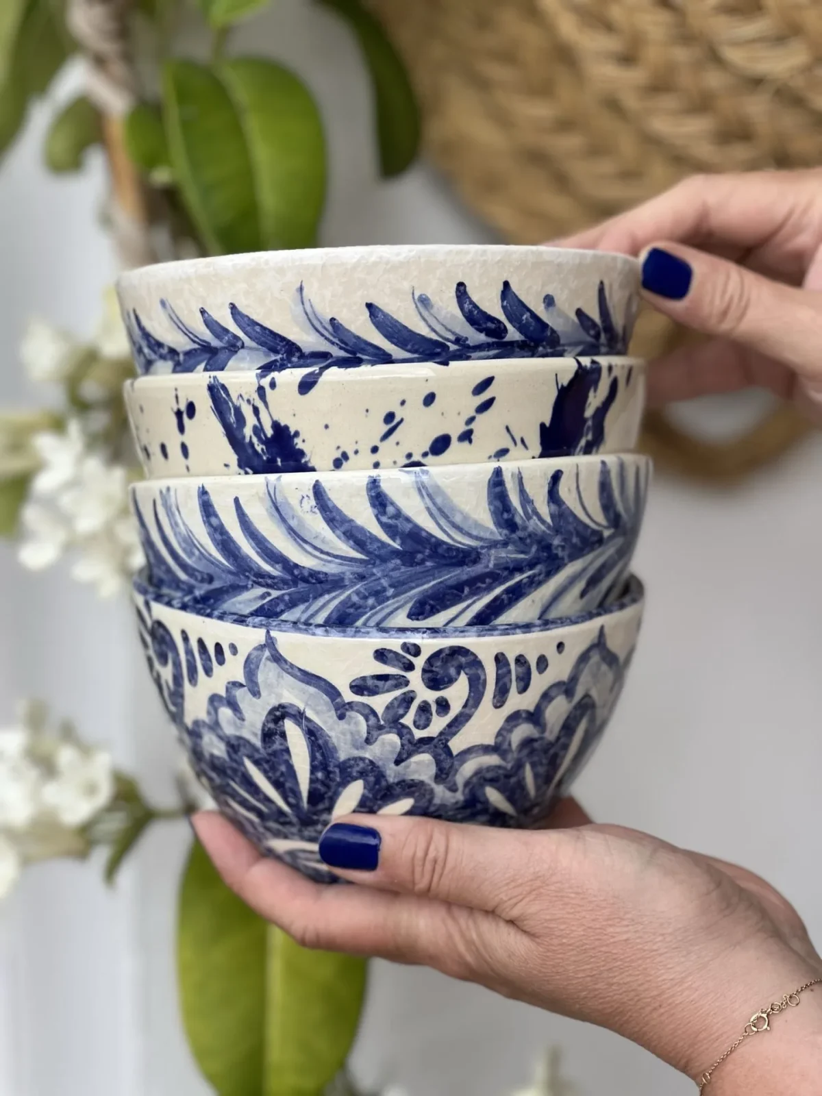 Keramikschalen in Andalusien blau familiana