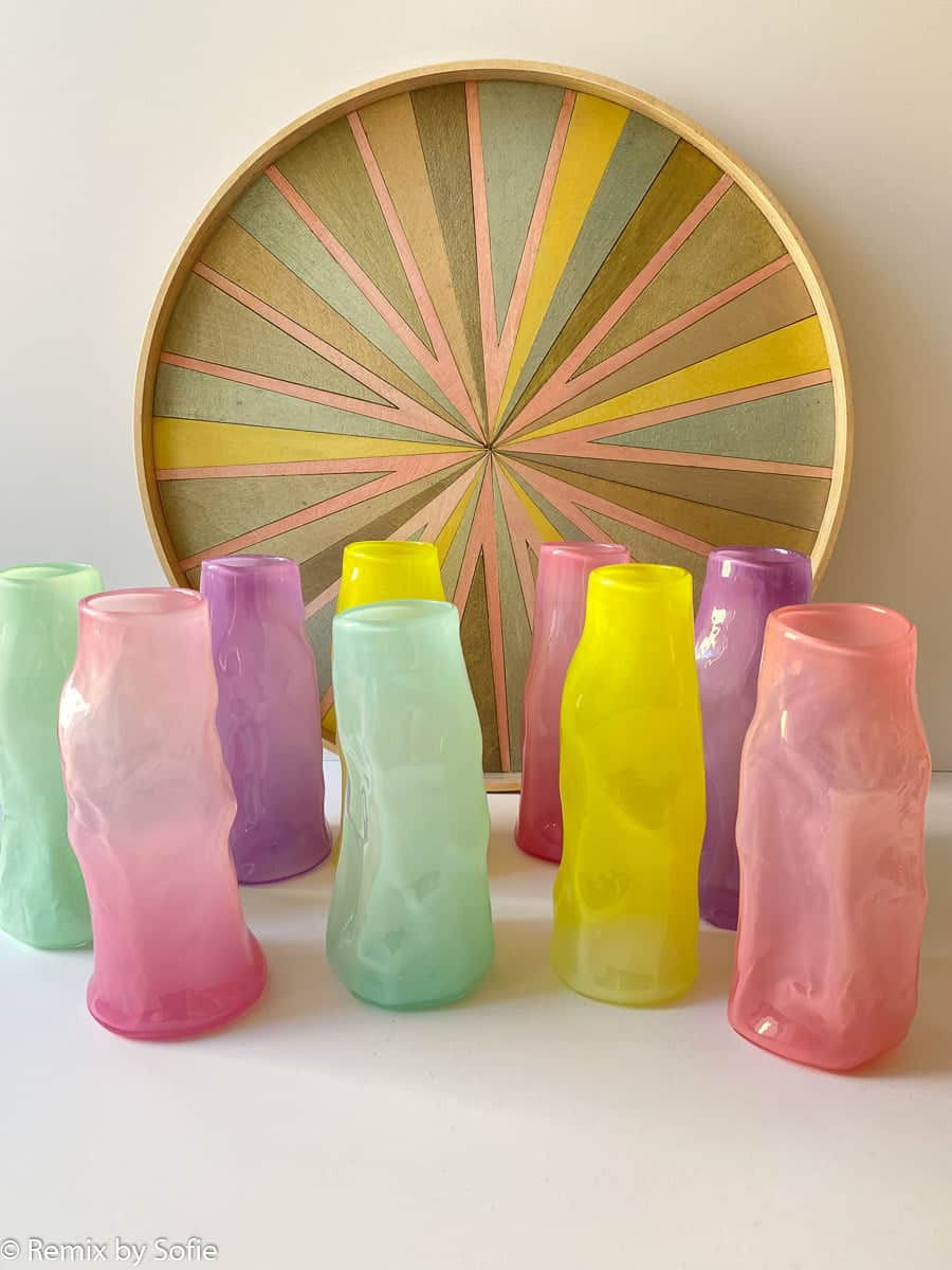 marie retpen Vase, Vasen, Blumenvase, mundgeblasenes Glas, blumenmundgeblasene Vase, curlvase, Vase in organischer Form, gelockte Vase, Remix von Sofie