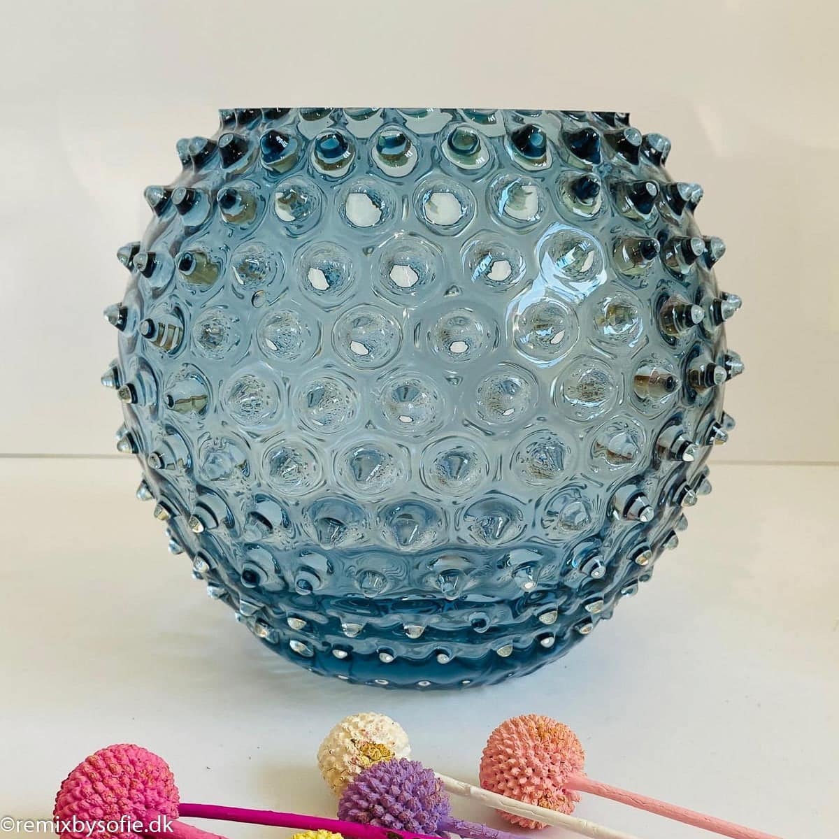 Igelvase 18 cm in blauem Rauch