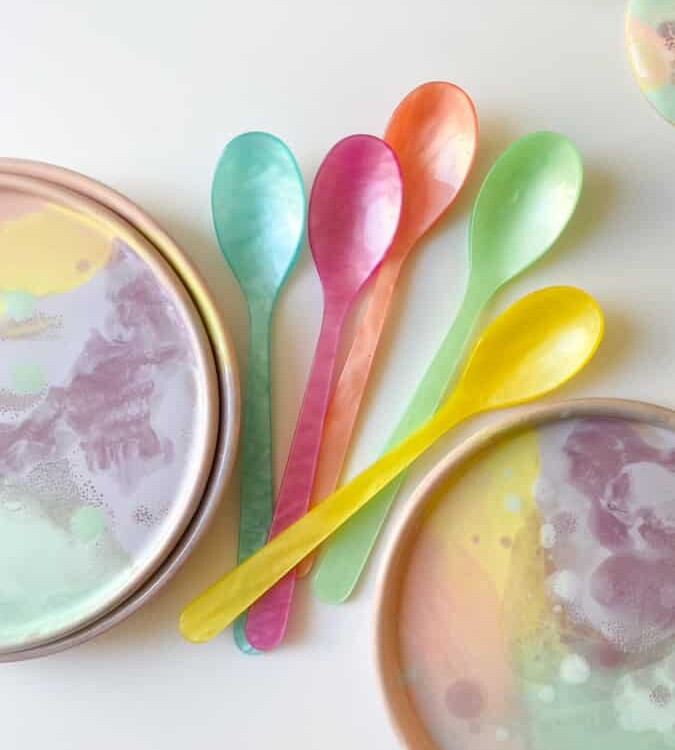 Regenbogen-Spritzschüssel, Keramikschüssel, Keramikschale, Ton von tina marie, Remix von Sofie, Frühstücksschüssel, Pastellschüssel