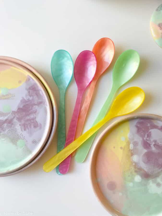 Regenbogen-Spritzschüssel, Keramikschüssel, Keramikschale, Ton von tina marie, Remix von Sofie, Frühstücksschüssel, Pastellschüssel
