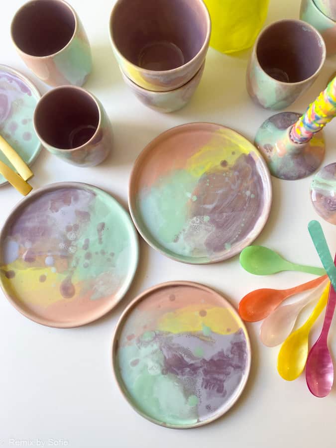 Regenbogen-Spritzschüssel, Keramikschüssel, Keramikschale, Ton von tina marie, Remix von Sofie, Frühstücksschüssel, Pastellschüssel