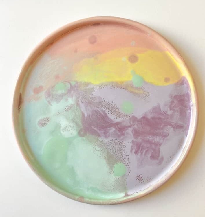 Regenbogen-Spritzschüssel, Keramikschüssel, Keramikschale, Ton von tina marie, Remix von Sofie, Frühstücksschüssel, Pastellschüssel