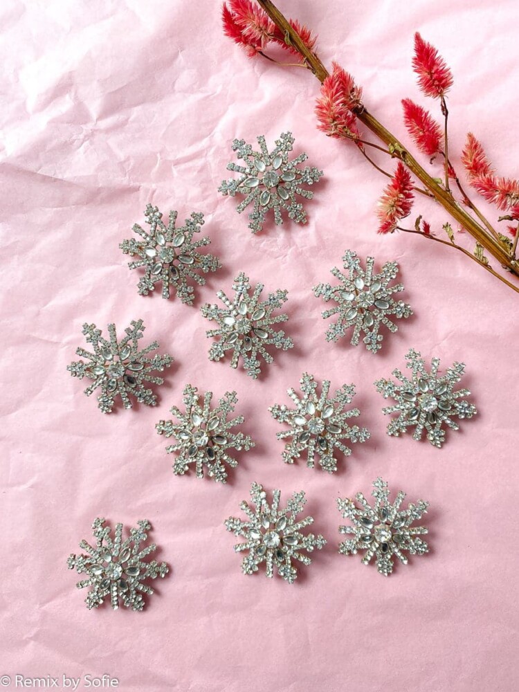 Brosche, Brosche in Strass, Schneeflocke , Strass Schneeflocke,
