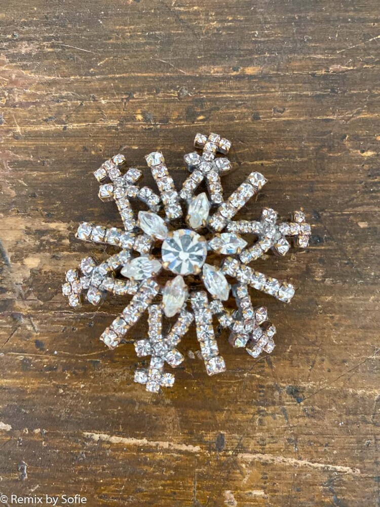 Brosche, Brosche in Strass, Schneeflocke , Strass Schneeflocke,