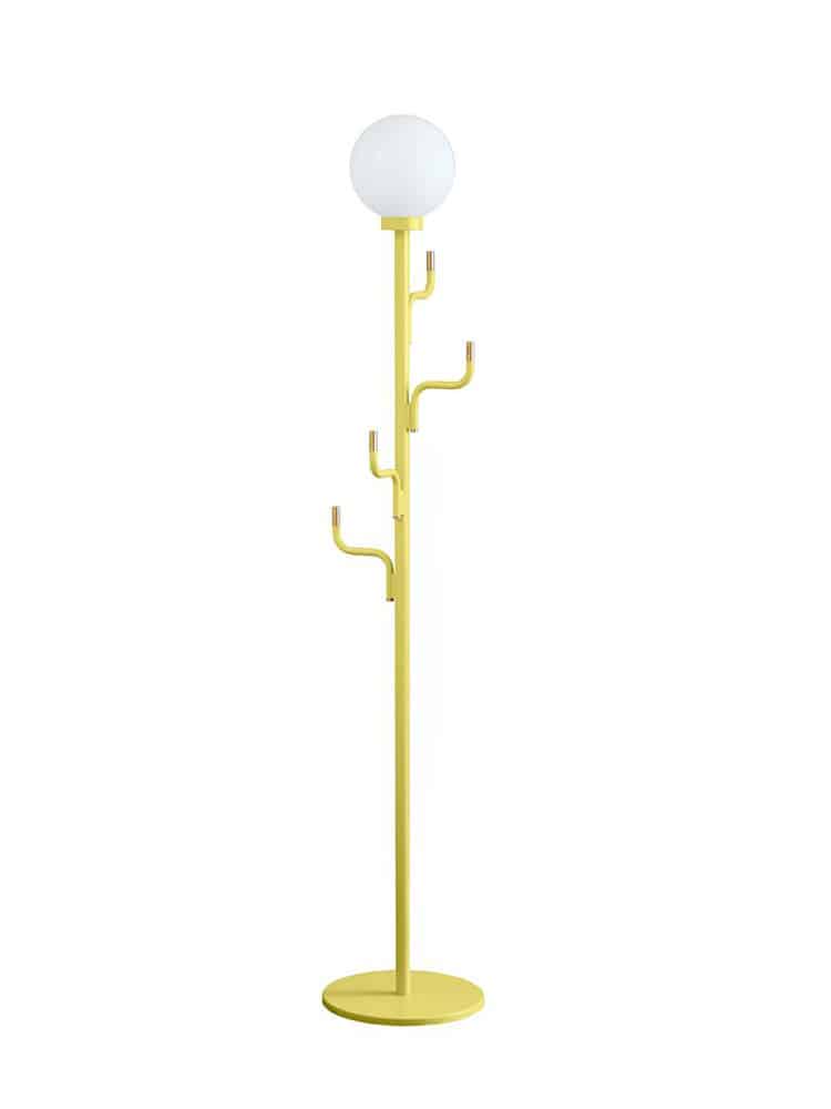 Remix von Sofia, schwedische Ninja, Stehlampe, großer Liebling, schwedisches Design, Maria Gustavsson, Lampe und Ständer, Stand mit Lampe, gelbe Lampe.